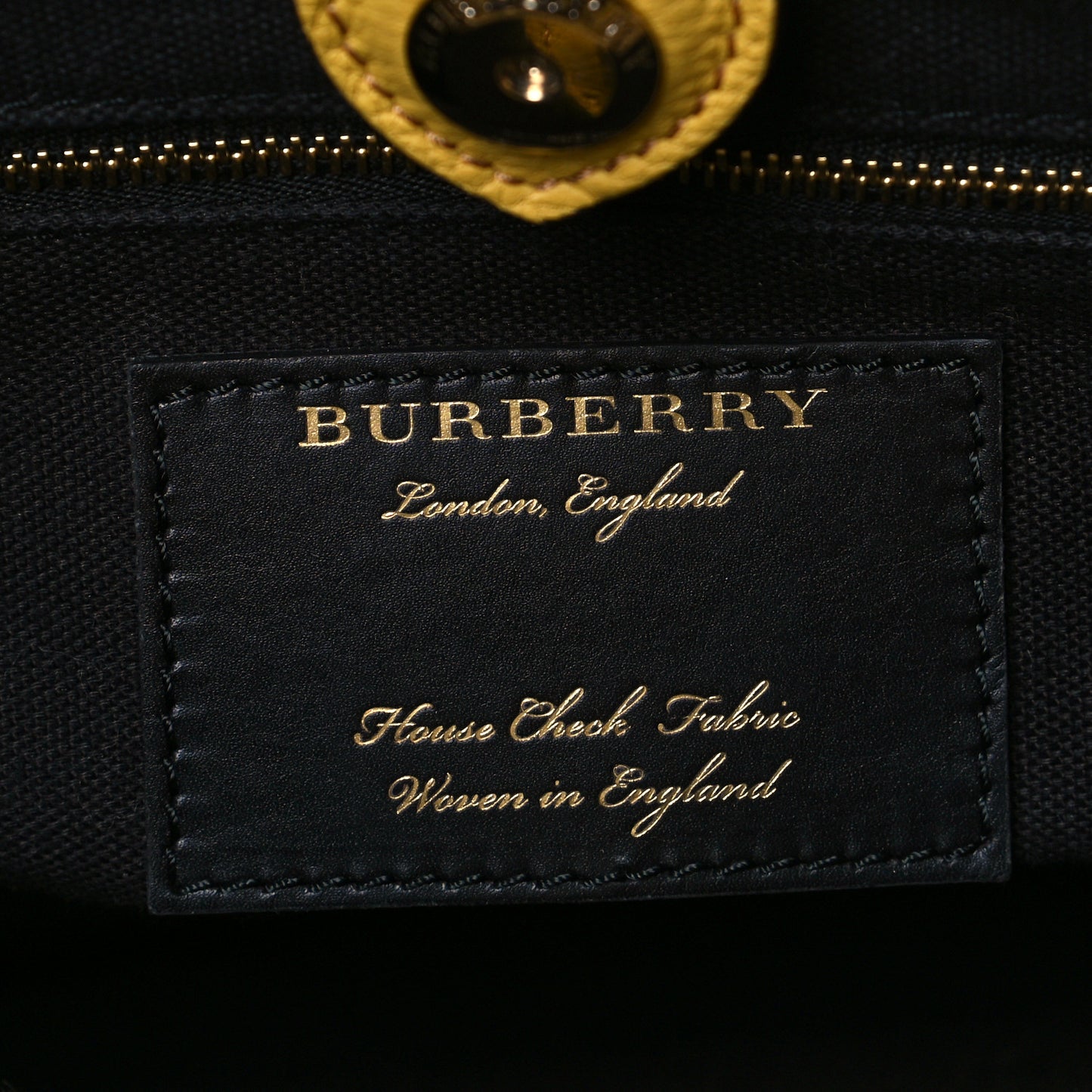 Grainy Calfskin House Check Medium Banner Tote Yellow