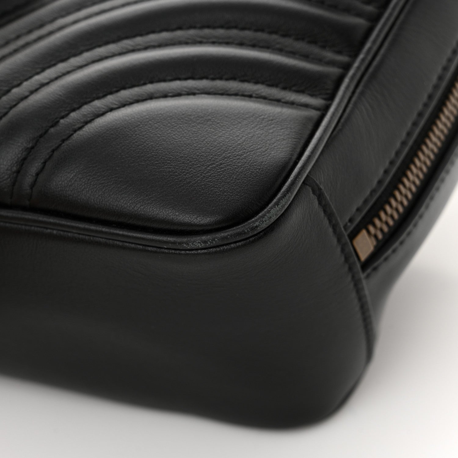 Gucci Calfskin Matelasse Sylvie Web Small GG Marmont Top Handle Shoulder Bag Black 12 of 14