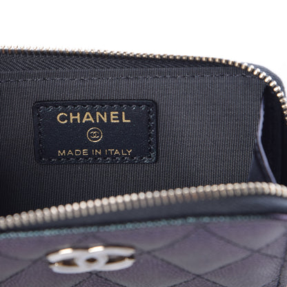 Chanel Iridescent Caviar Quilted Zipped Key Holder Case Black 6 of 8