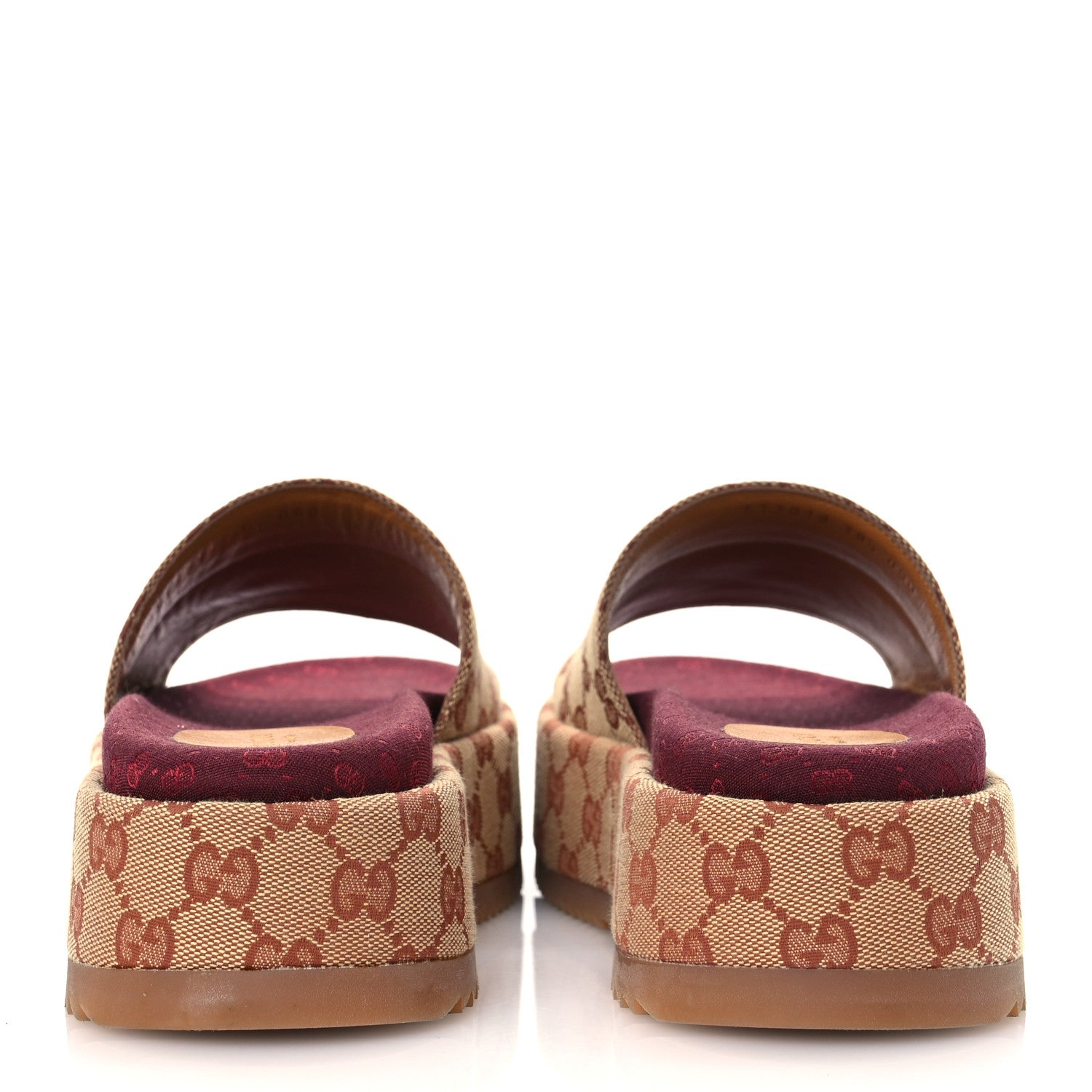 Gucci Canvas GG Monogram Angelina Platform Slide Sandals 38.5 Beige Ruggine 6 of 12