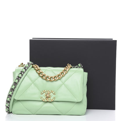 Chanel Goatskin Quilted Medium 19 Flap Light Green 11 of 11