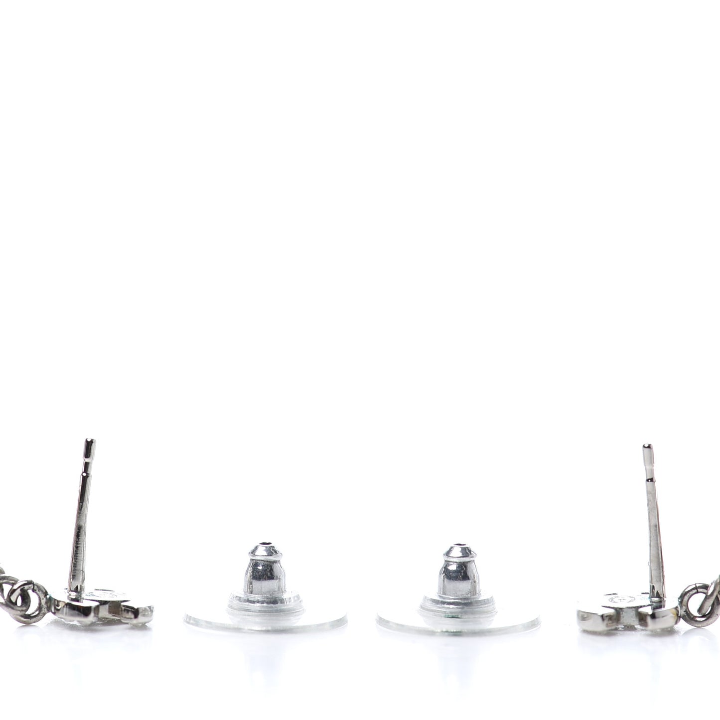 Crystal Pearl CC Drop Earrings Silver