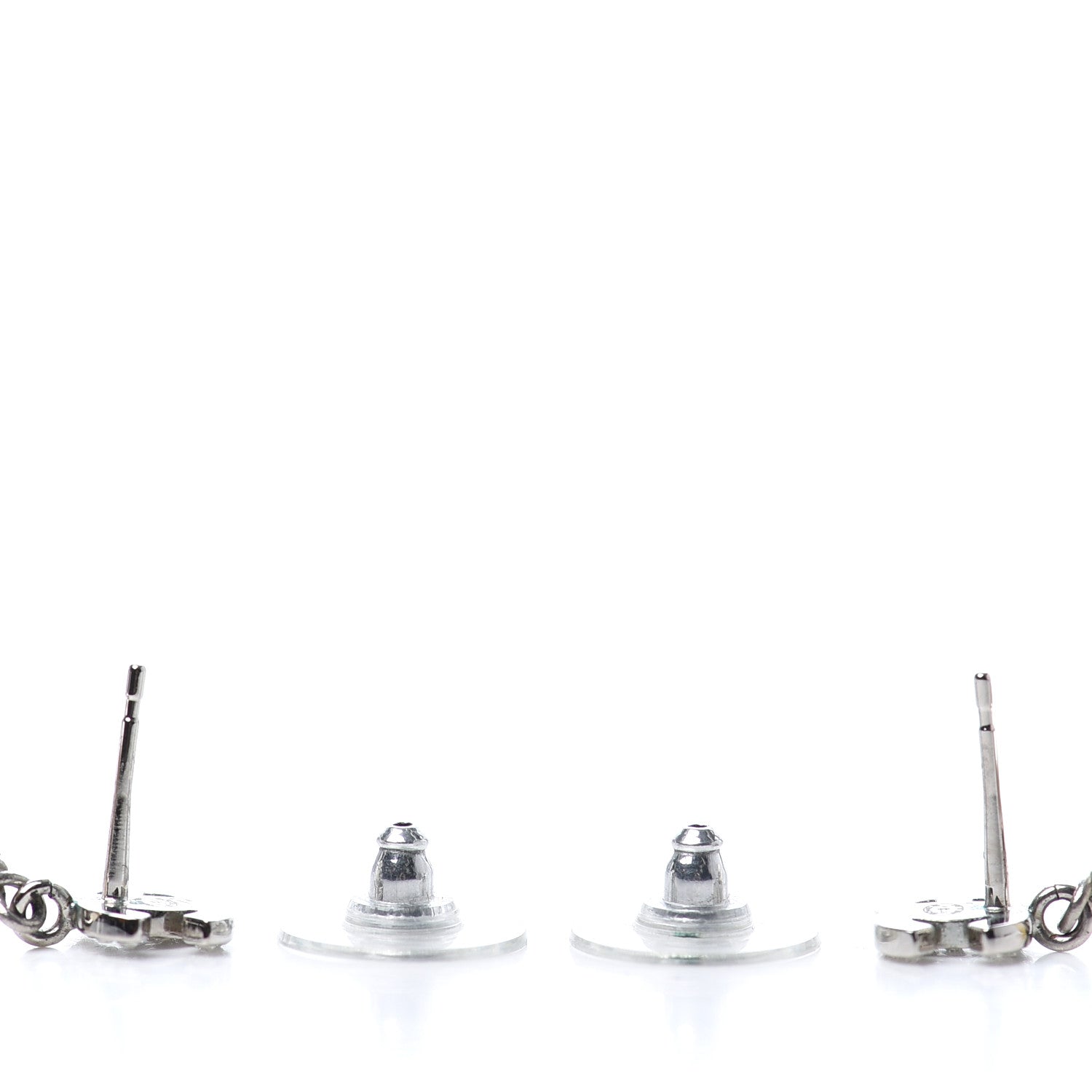 Chanel Crystal Pearl CC Drop Earrings Silver 3 of 4