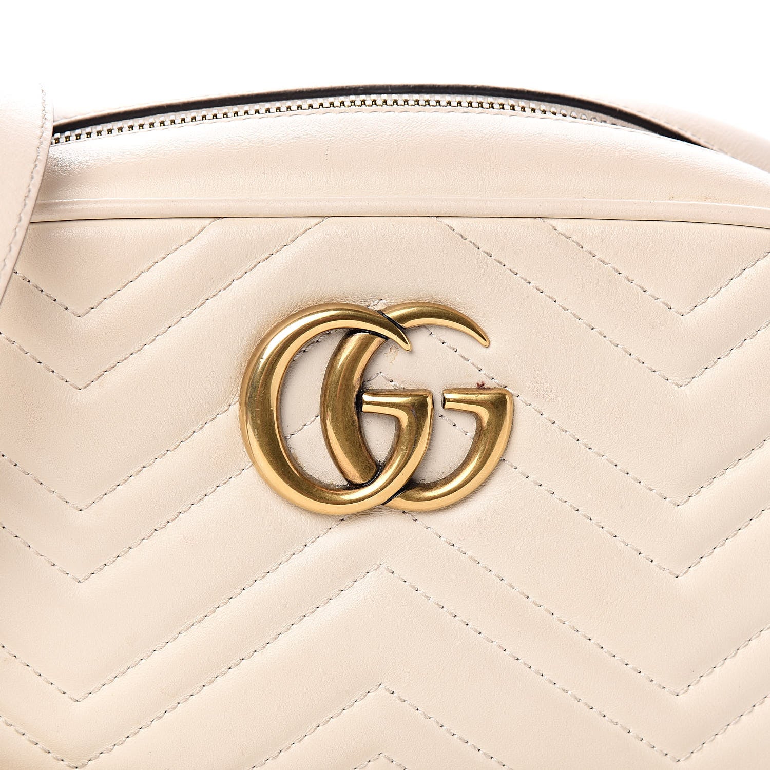 Gucci Calfskin Matelasse Small GG Marmont Chain Shoulder Bag White 14 of 15