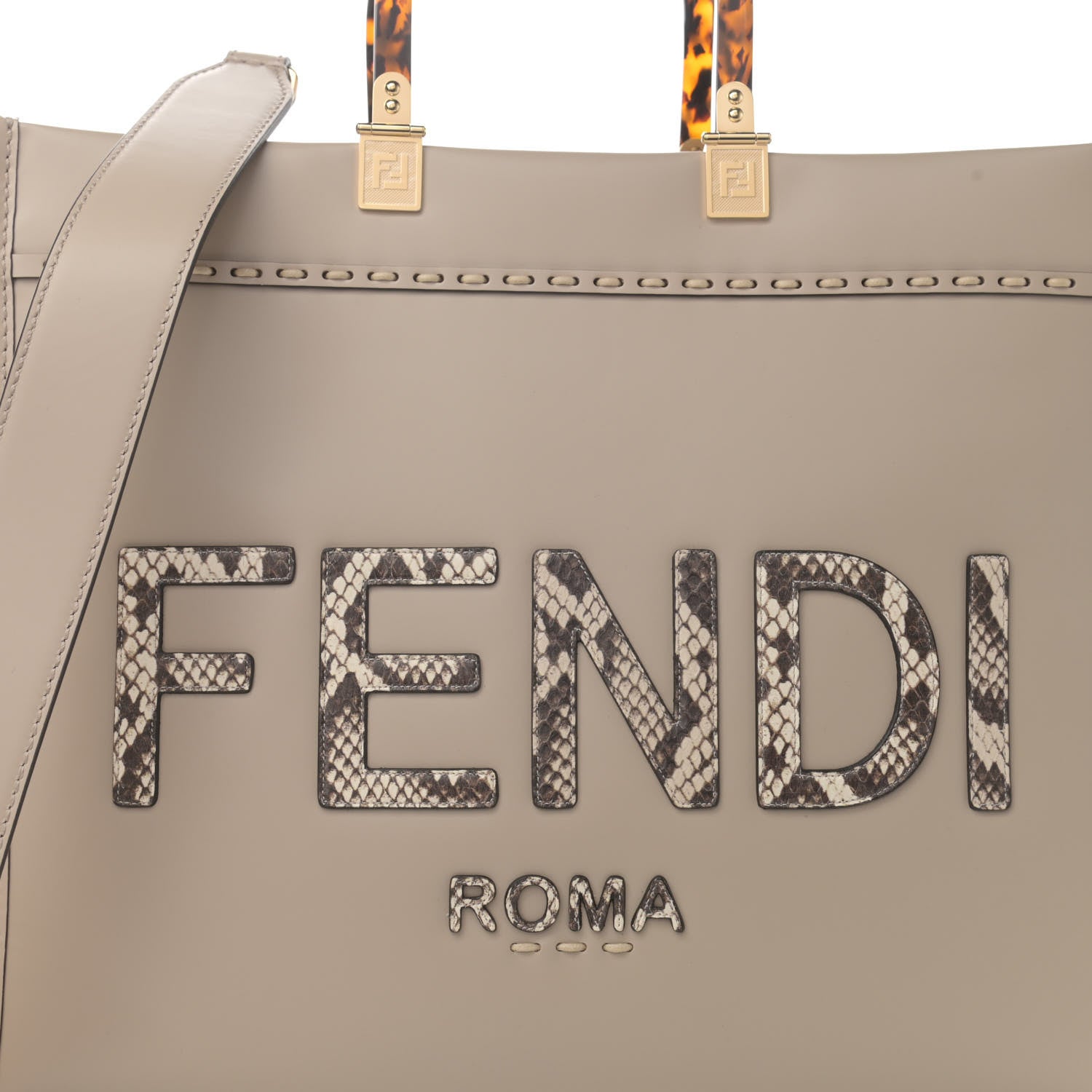 Fendi Vitello King Plexiglass Elaphe Python Print Logo Medium Fendi Sunshine Shopper Tote Nuvola Daisy Roccia 9 of 12
