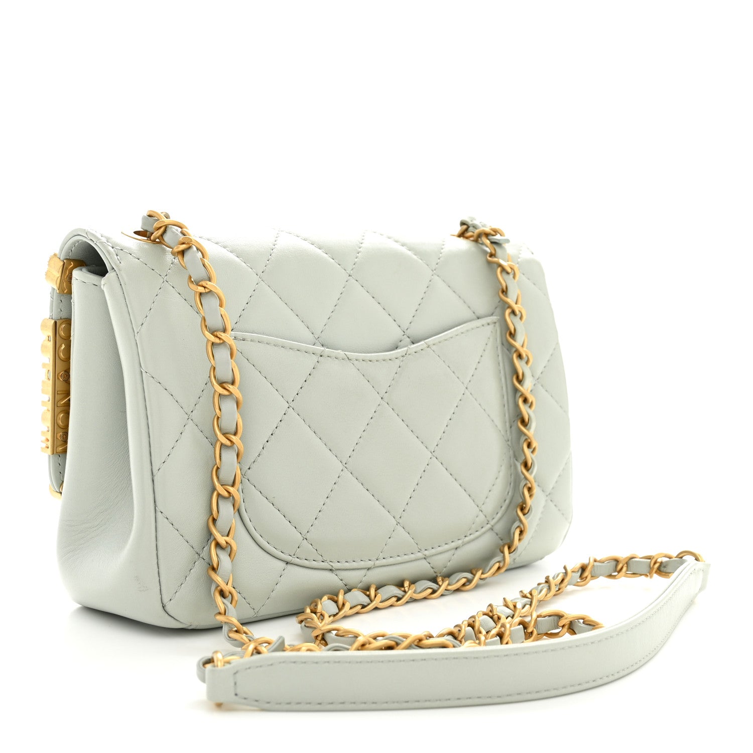 Chanel Lambskin Enamel Strass Quilted Mini Paris Monaco Flap Light Grey 3 of 12