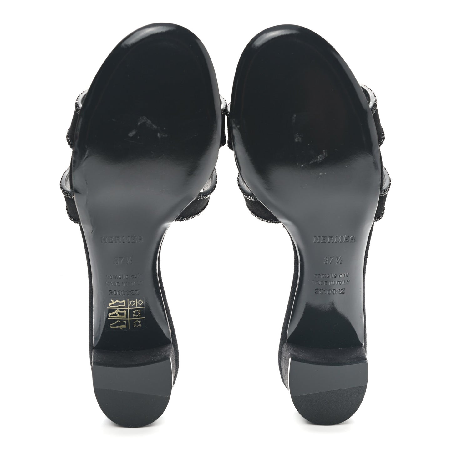Suede Goatskin Rhinestone Oasis Sandals 37.5 Black