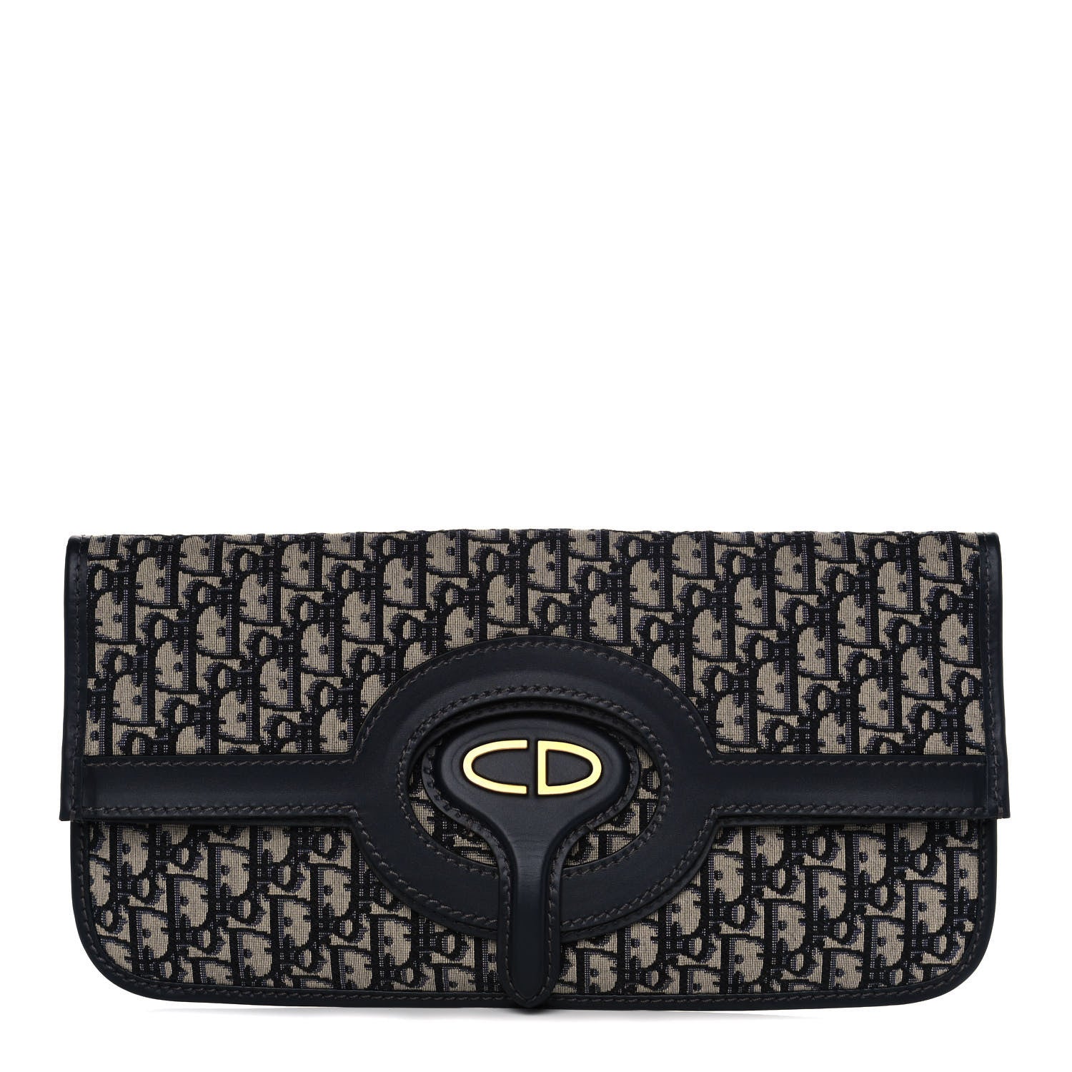 Christian Dior Oblique Fold Over Clutch Blue 1 of 14