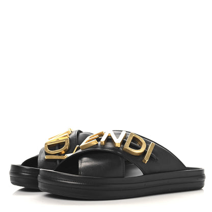 Fendi Vitello Womens Fendigraphy Slide Sandals 36.5 Black 4 of 9