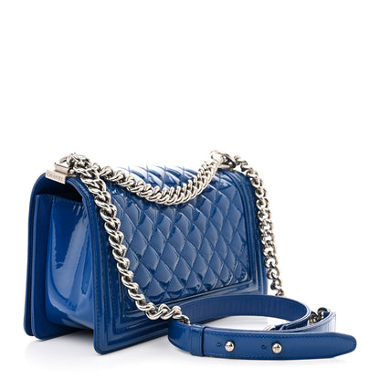 Chanel Patent Calfskin Quilted Medium Plexiglass Boy Flap Blue 3 of 10