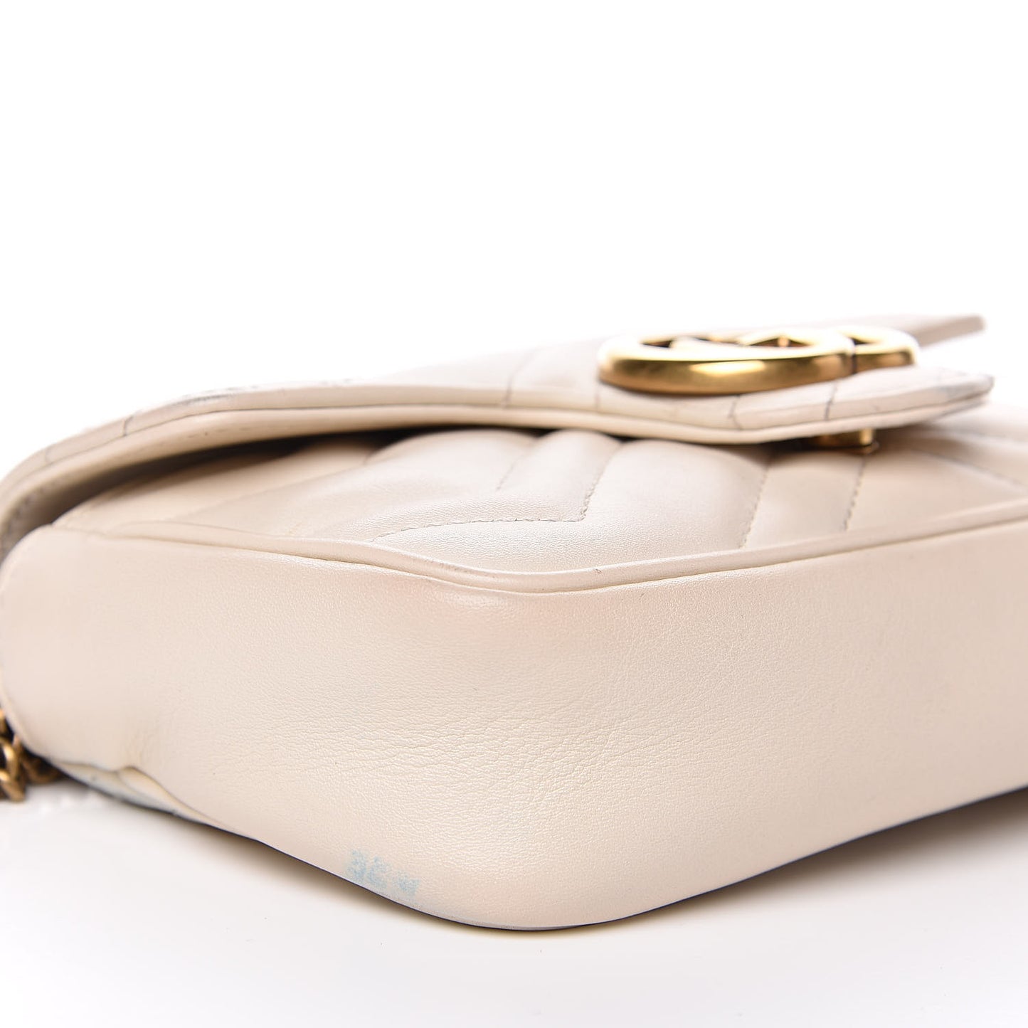 Calfskin Matelasse Super Mini GG Marmont Shoulder Bag White