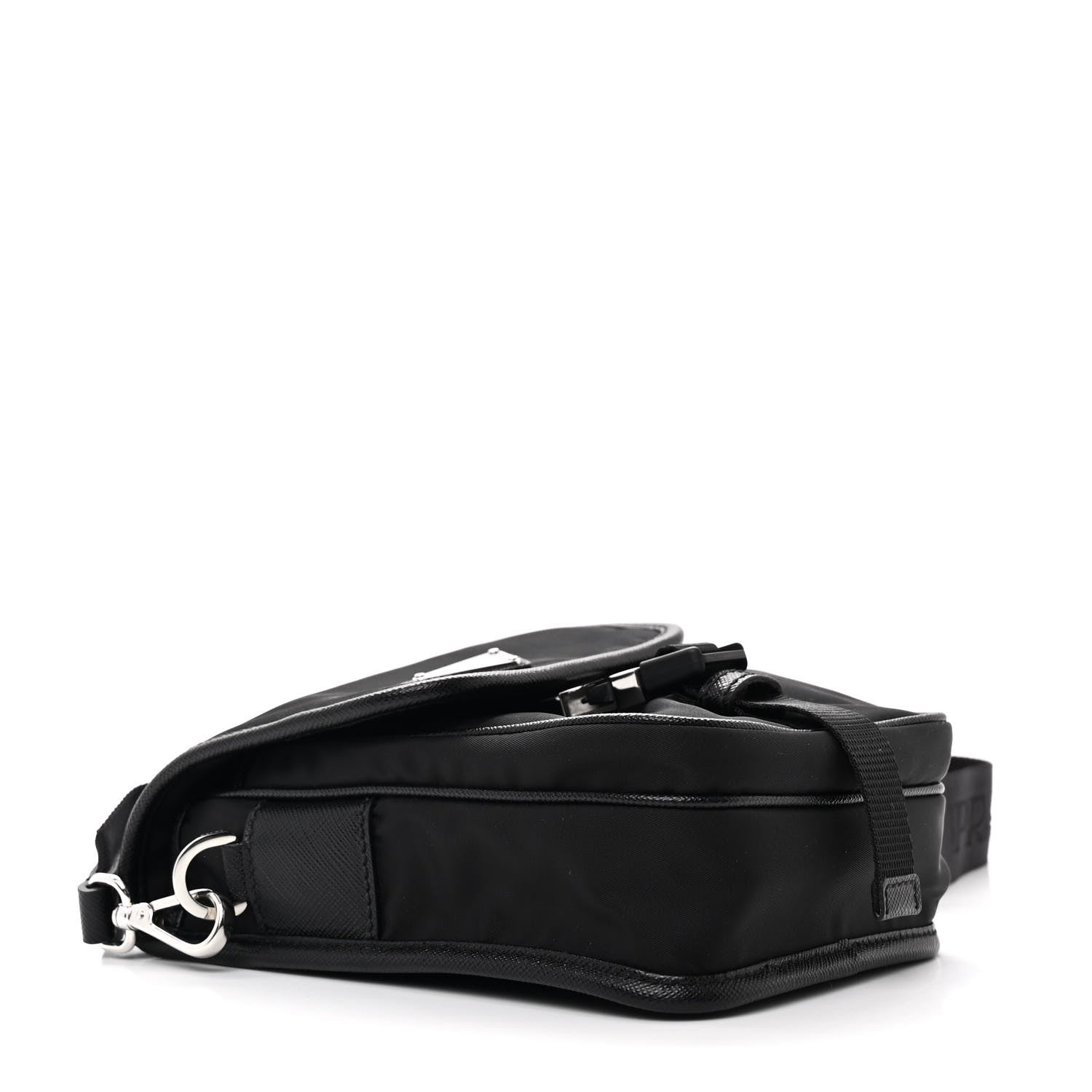 Prada Re-Nylon Saffiano Mini Pocket Single Snap Buckle Messenger Bag Black 4 of 10