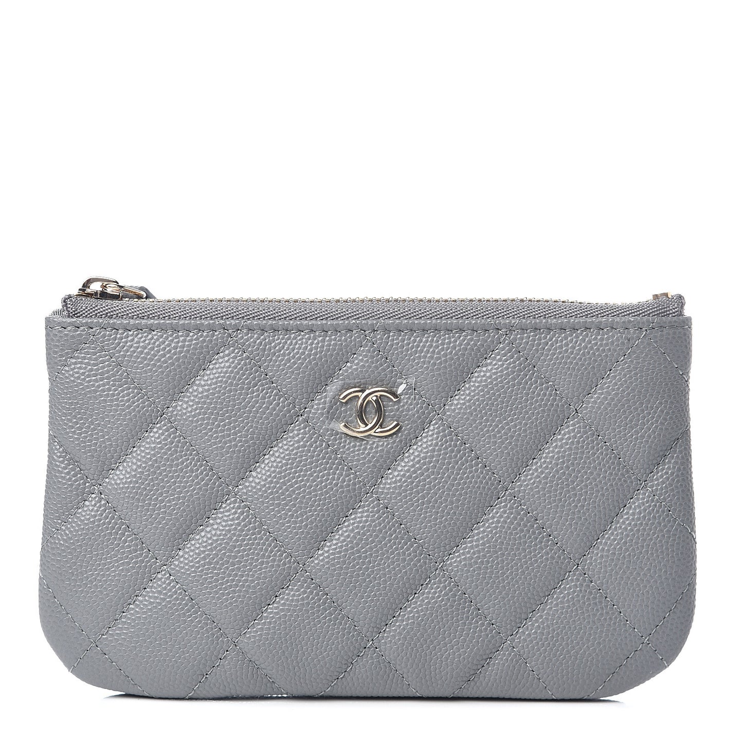 Caviar Quilted Small Cosmetic Case Grey