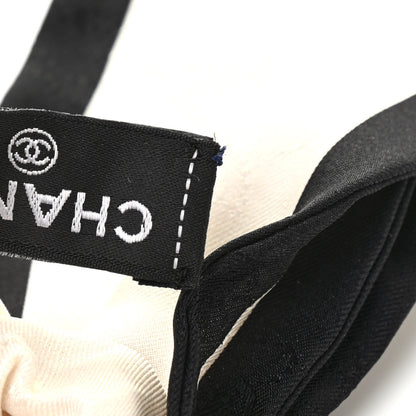 Chanel Silk Twill Hair Tie Ivory Black 6 of 6