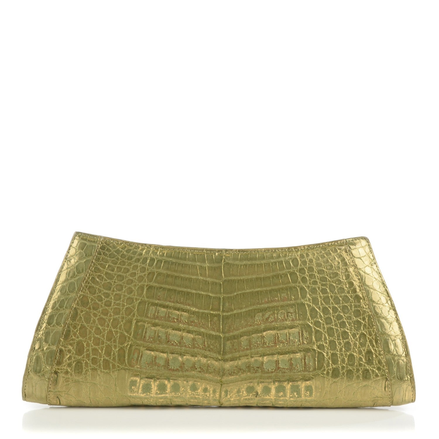 Nancy Gonzalez Metallic Crocodile Trapezoid Clutch Green 1 of 7