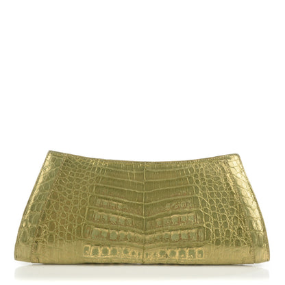 Nancy Gonzalez Metallic Crocodile Trapezoid Clutch Green 1 of 7