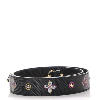 Louis Vuitton Epi Bead Embroidery Print Bandouliere Shoulder Strap Black 2 of 7