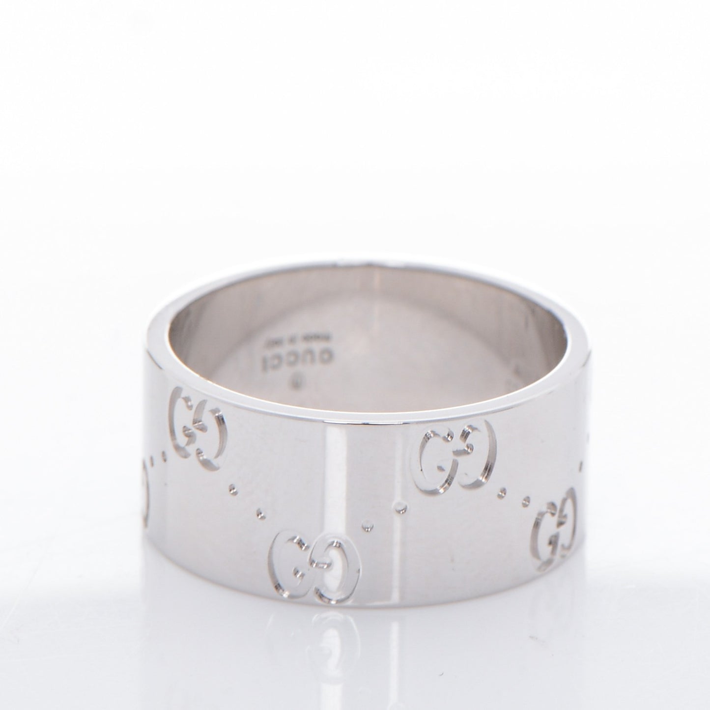 18K White Gold 9mm Icon Band Ring 7.5