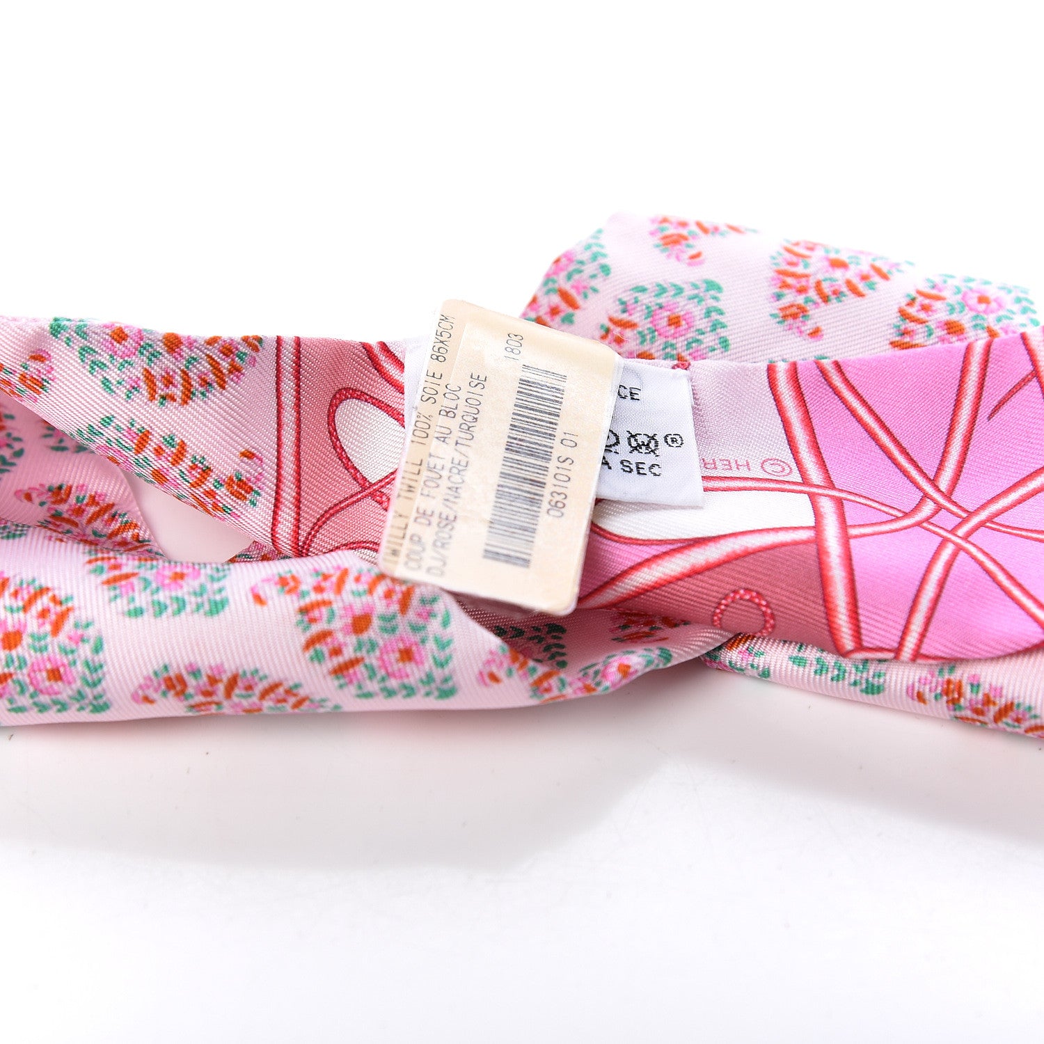 Hermes Silk Coup De Fouet Au Bloc Twilly Rose Nacre Turquoise 3 of 5