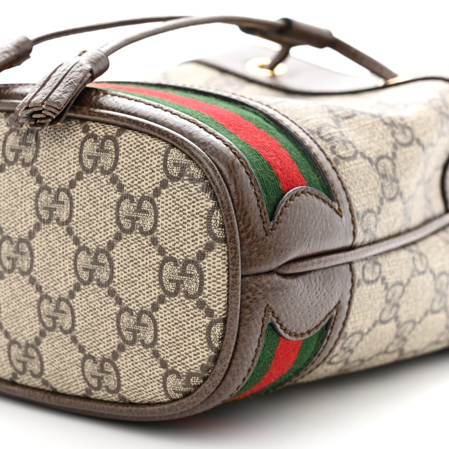 Gucci GG Supreme Monogram Web Mini Ophidia Bucket Bag Brown 10 of 11
