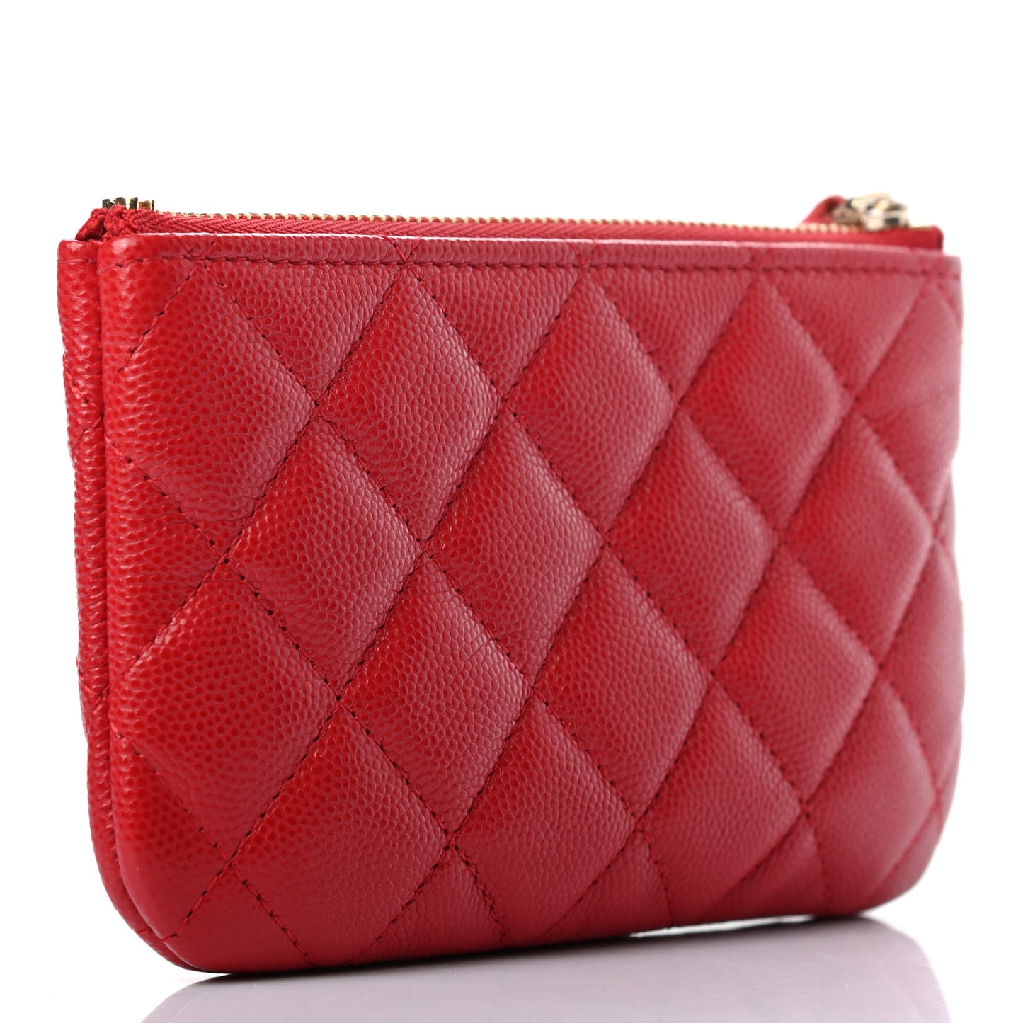 Caviar Quilted Small Cosmetic Case Red