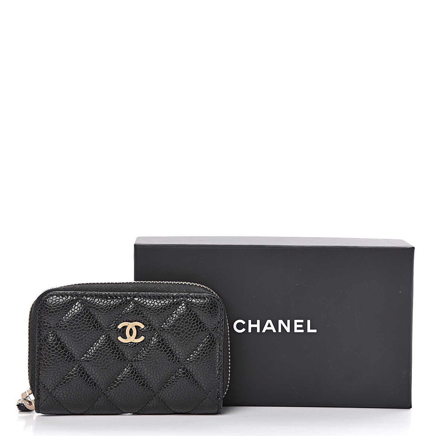 Caviar Quilted Zip Coin Purse Black