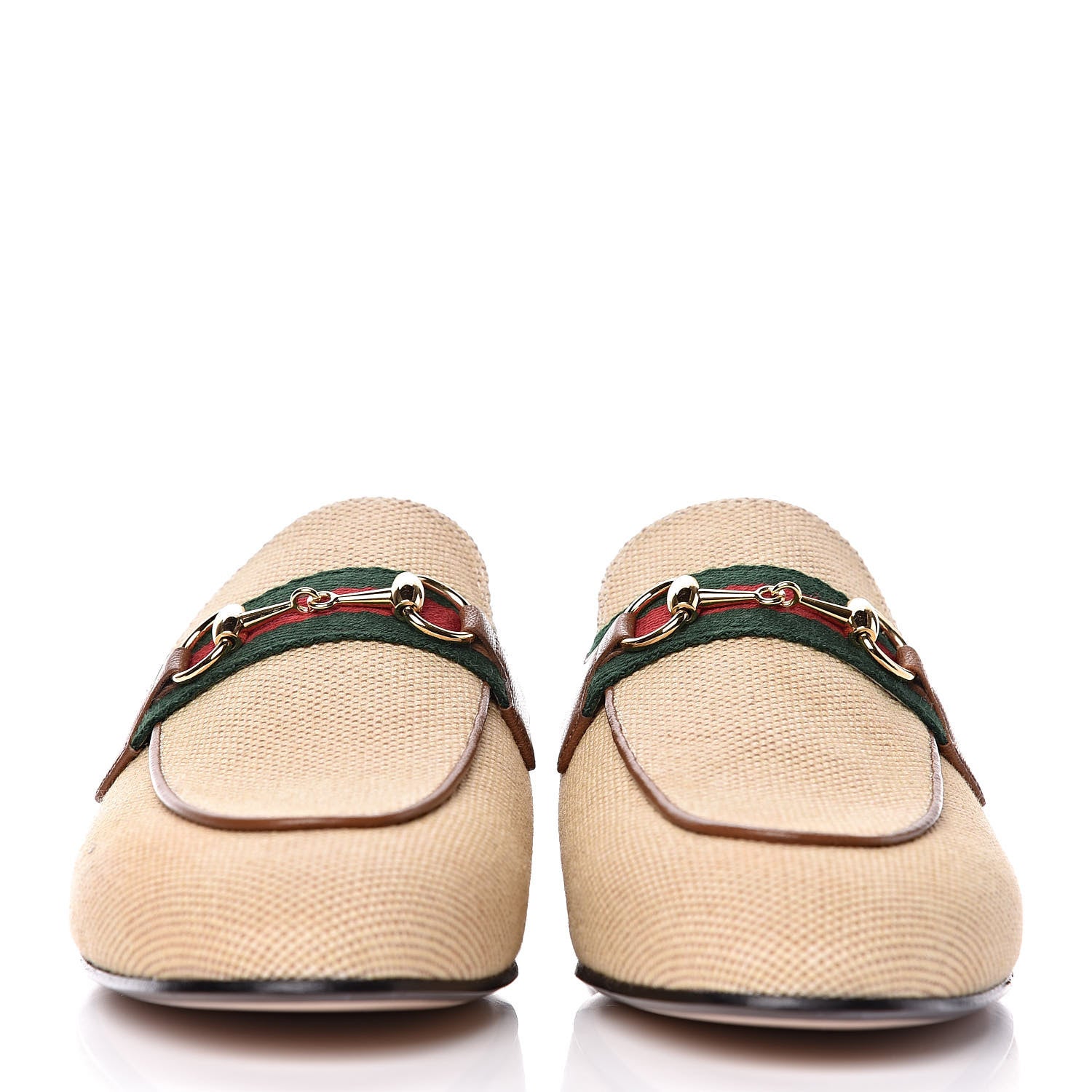Gucci Canvas Vintage Charlotte Web Princetown Slippers 37.5 Sand Cuir 2 of 11