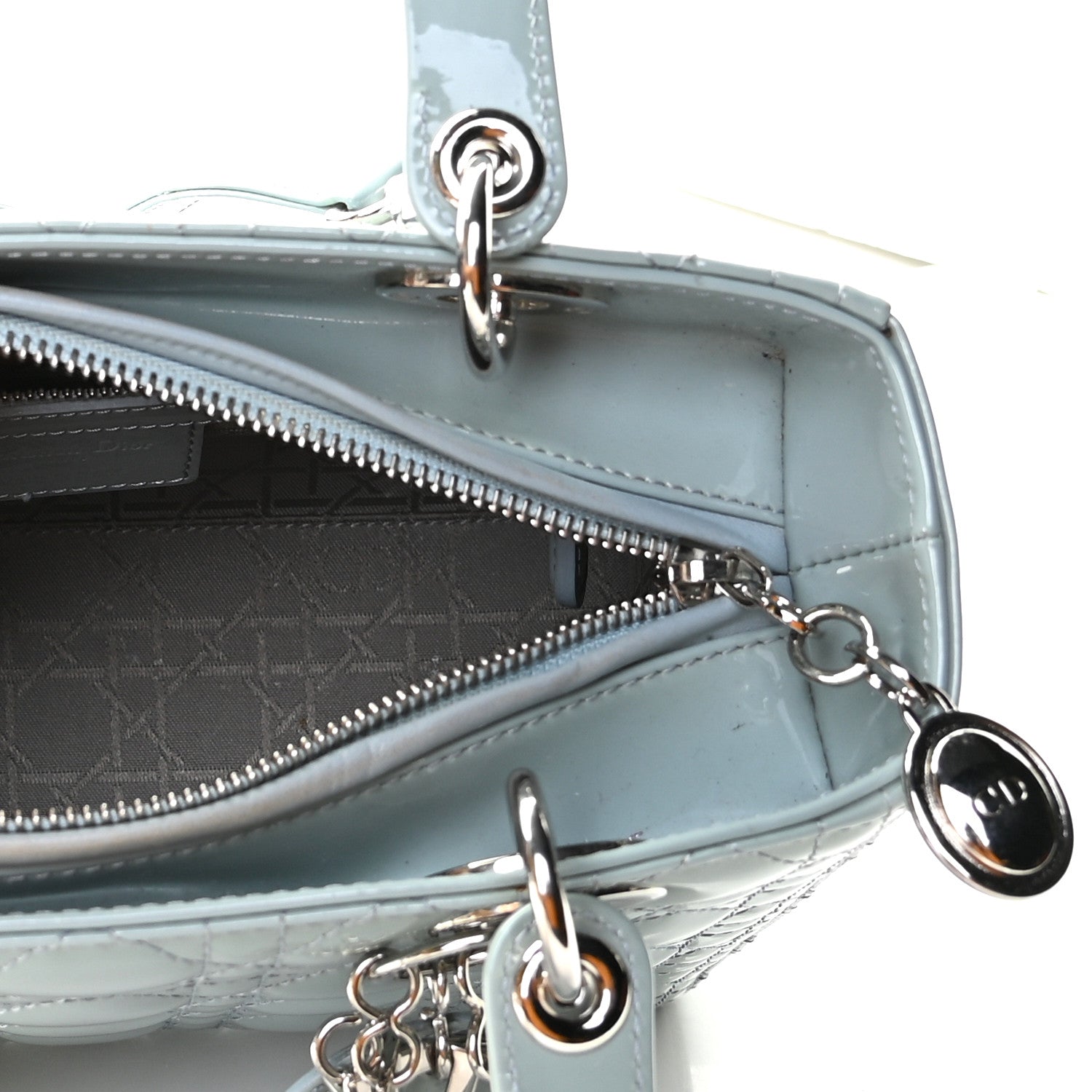 Christian Dior Patent Cannage Medium Lady Dior Light Blue 5 of 9