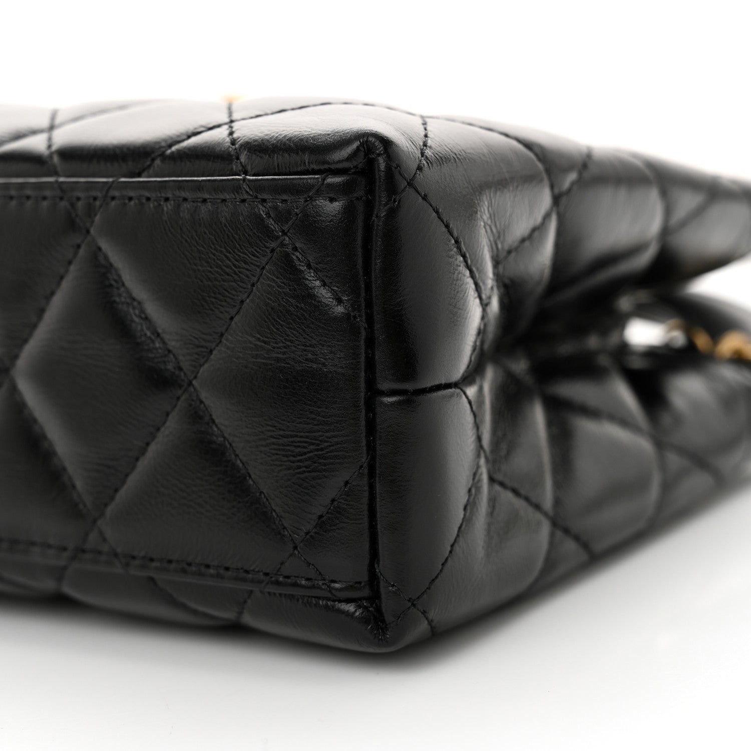 Chanel Shiny Aged Calfskin Quilted Nano Kelly Shopper Black 10 of 10