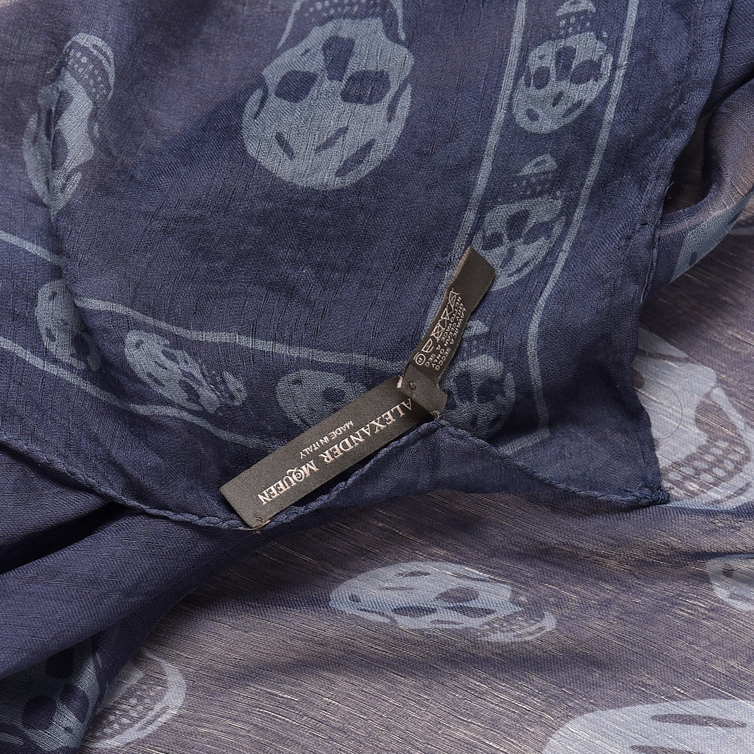 Alexander McQueen Silk Chiffon Skull Scarf Blue 3 of 4