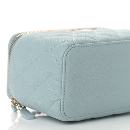 Chanel Caviar Quilted Small Tiny CC Vanity Case With Chain Light Blue 9 of 11