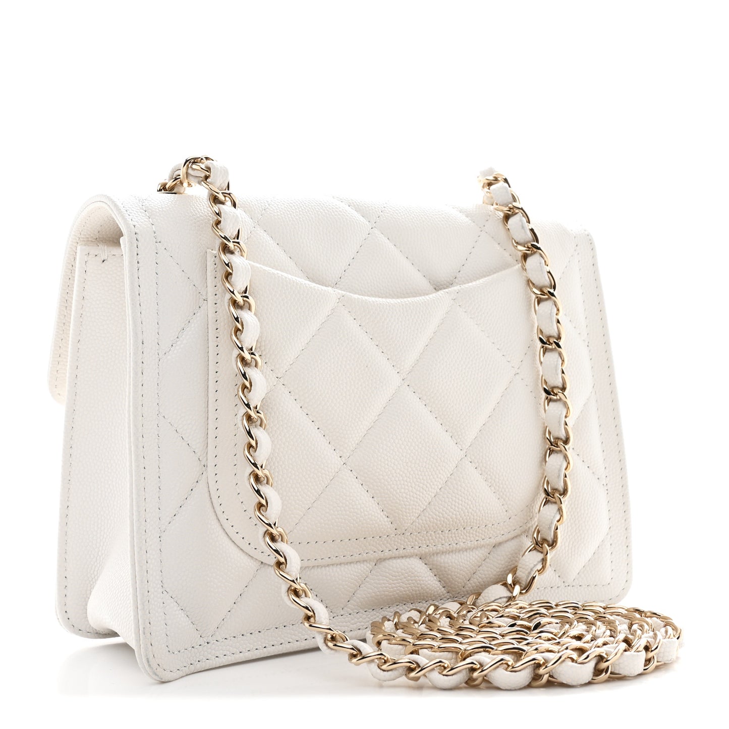 Caviar Quilted Mini Sweet Classic Flap White