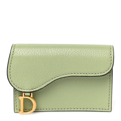 Christian Dior Goatskin Saddle Card Holder Light Green 1 of 7