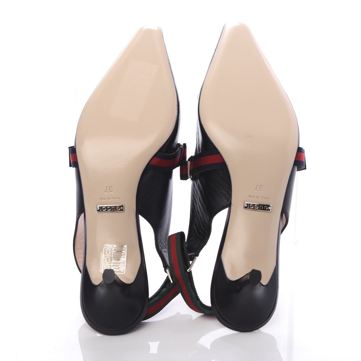 Malaga Kid Web Horsebit Low Heel Slingback Pumps 37 Black