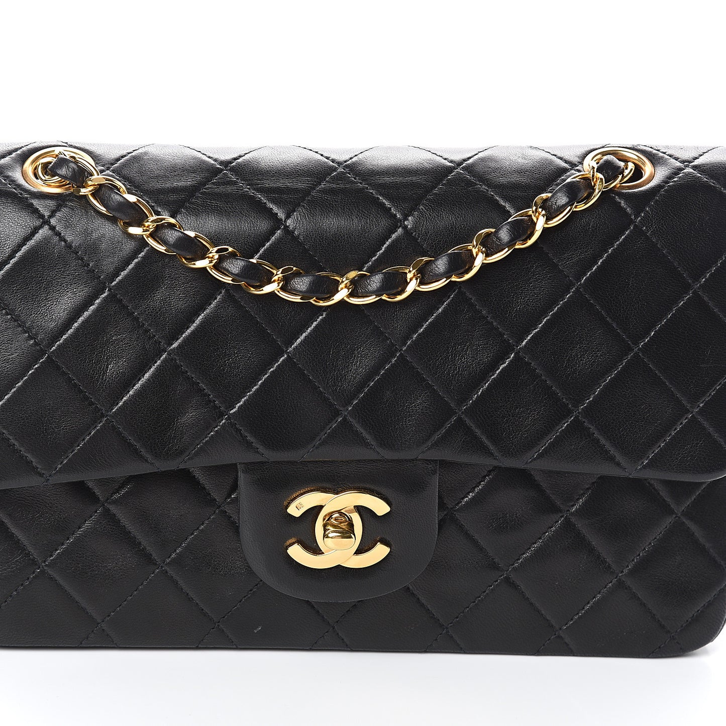 Lambskin Quilted Small Double Flap Black