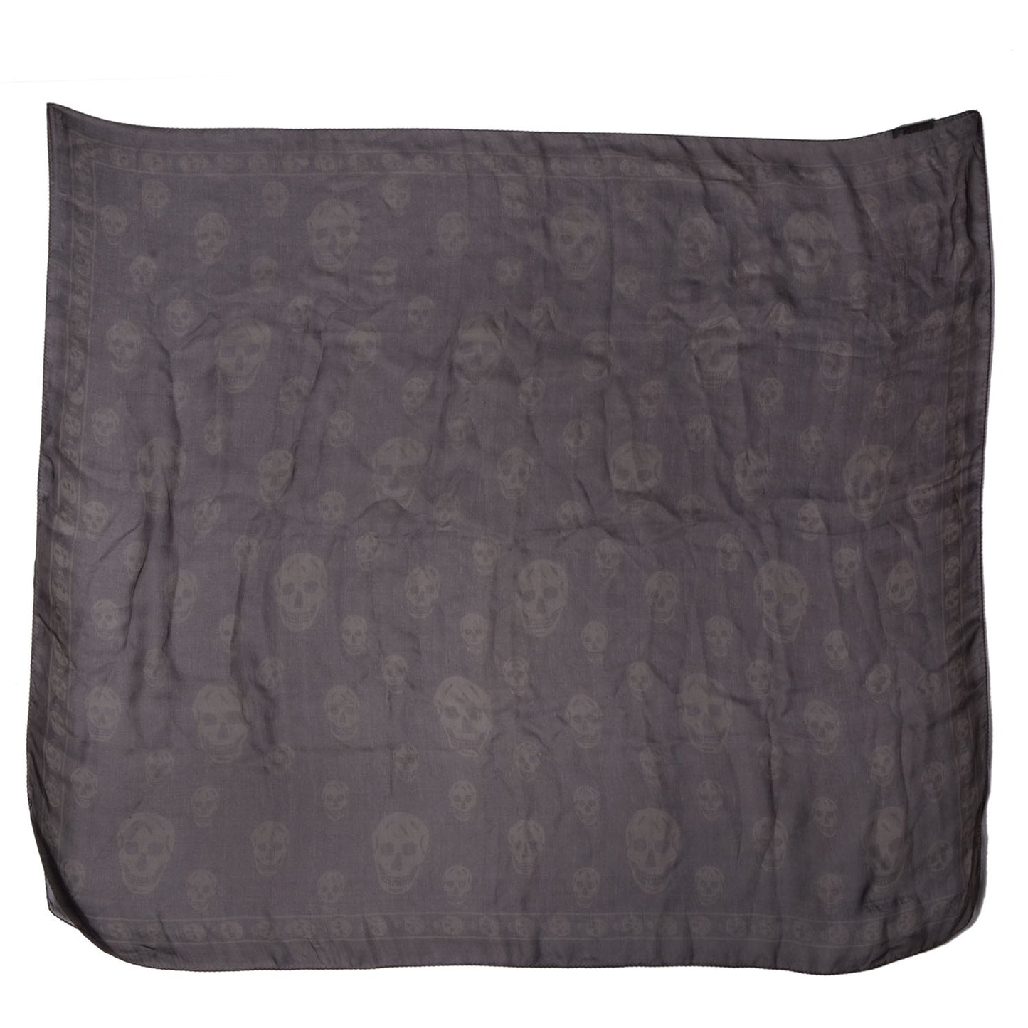 Silk Chiffon Skull Scarf Dark Grey