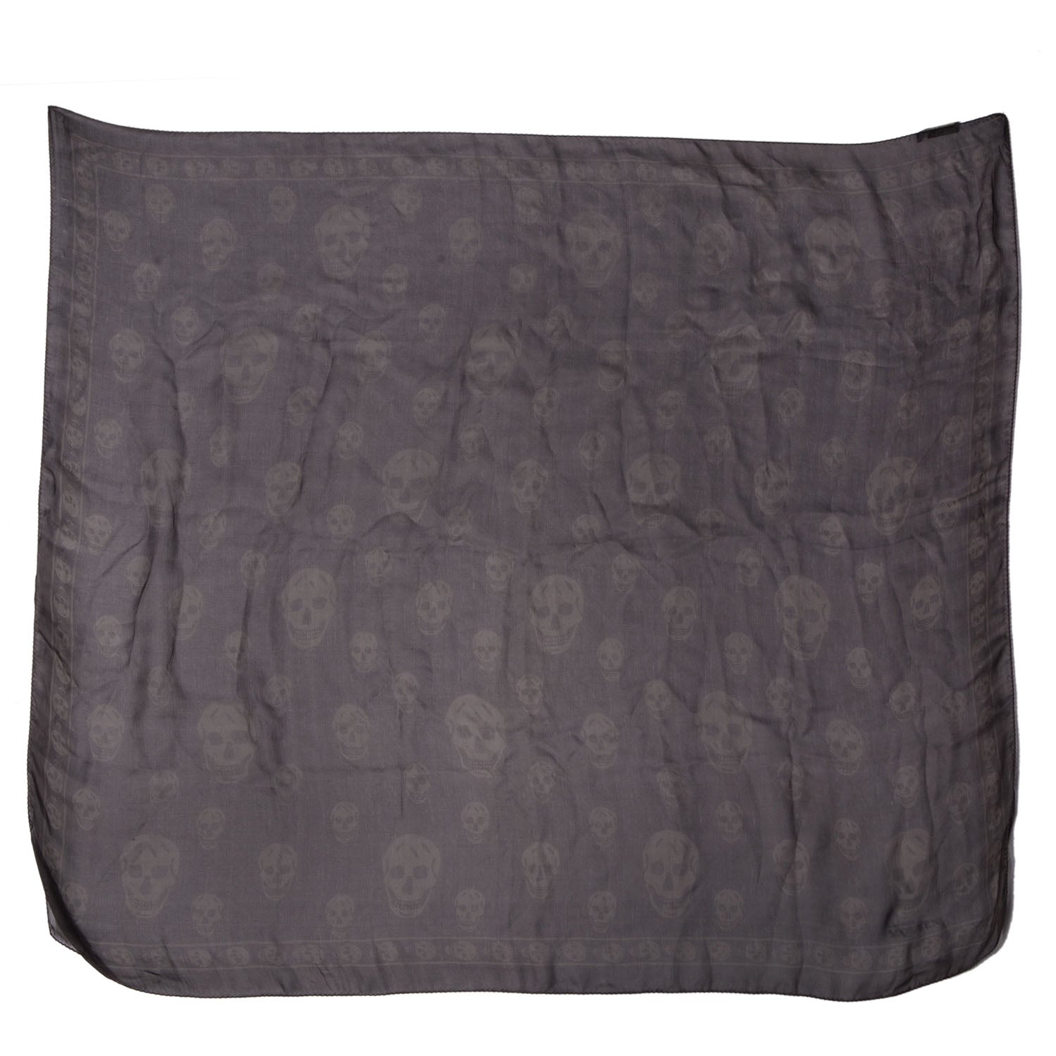 Alexander McQueen Silk Chiffon Skull Scarf Dark Grey 3 of 7