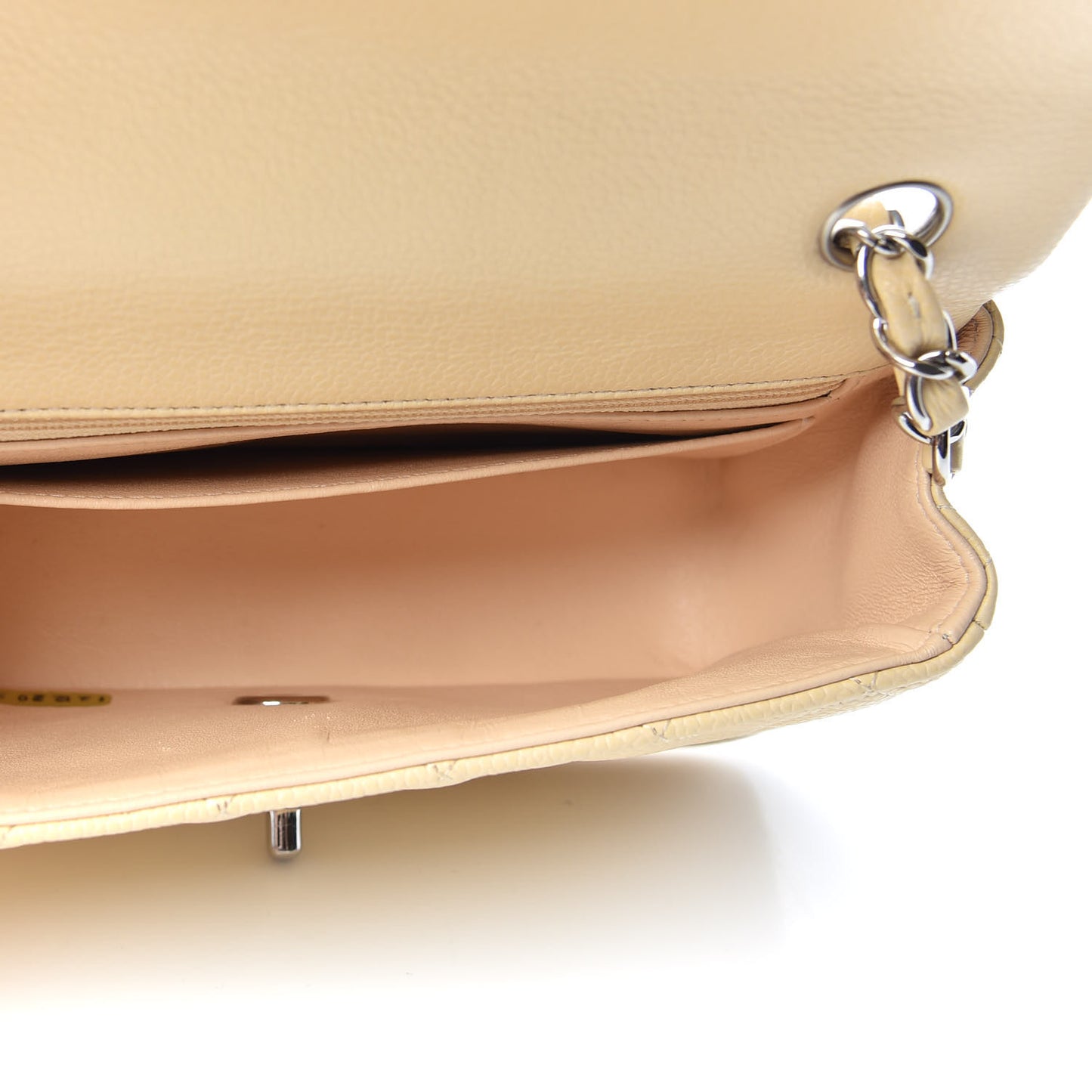Caviar Quilted Mini Rectangular Flap Light Beige