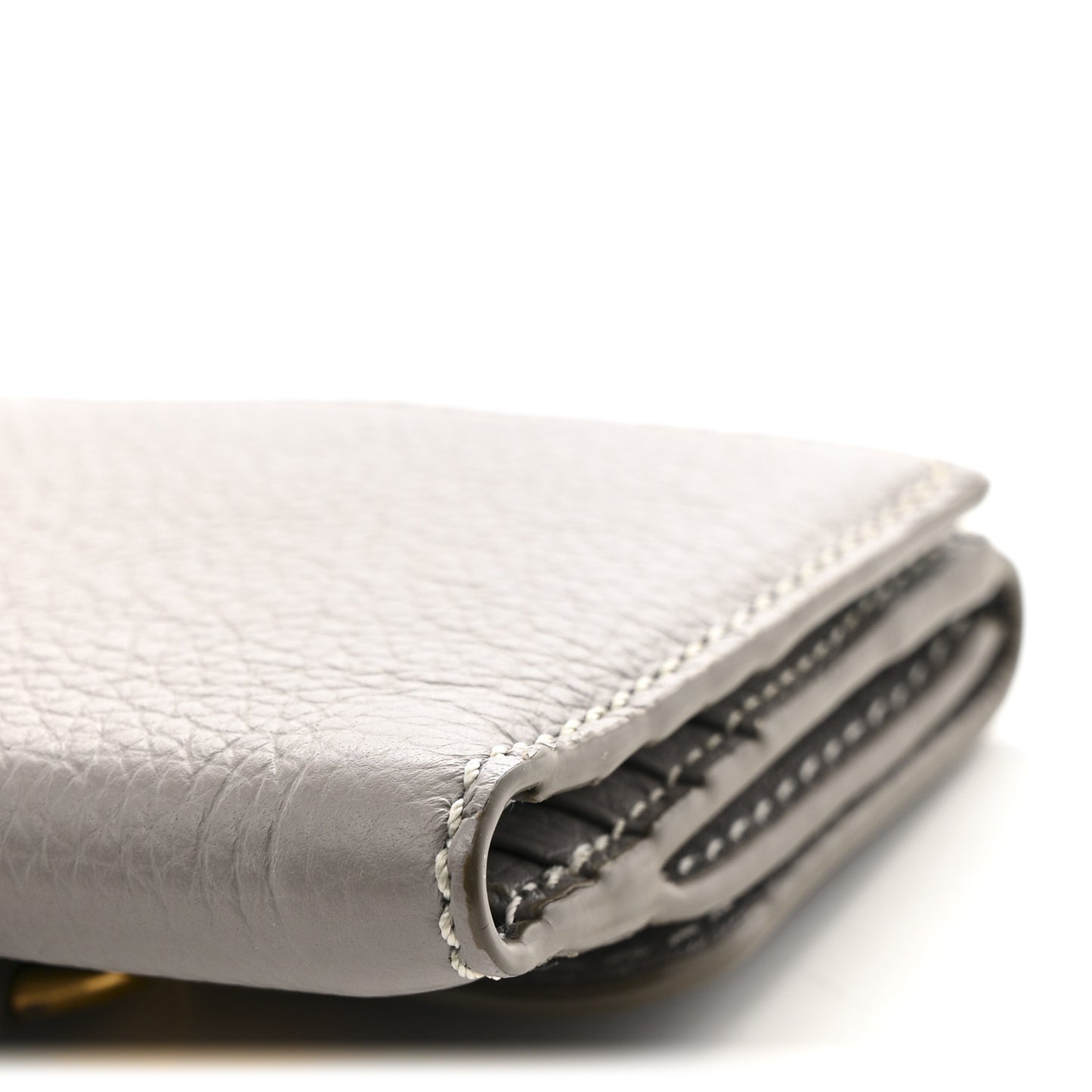 Grained Calfskin Marcie Square Wallet Cashmere Grey