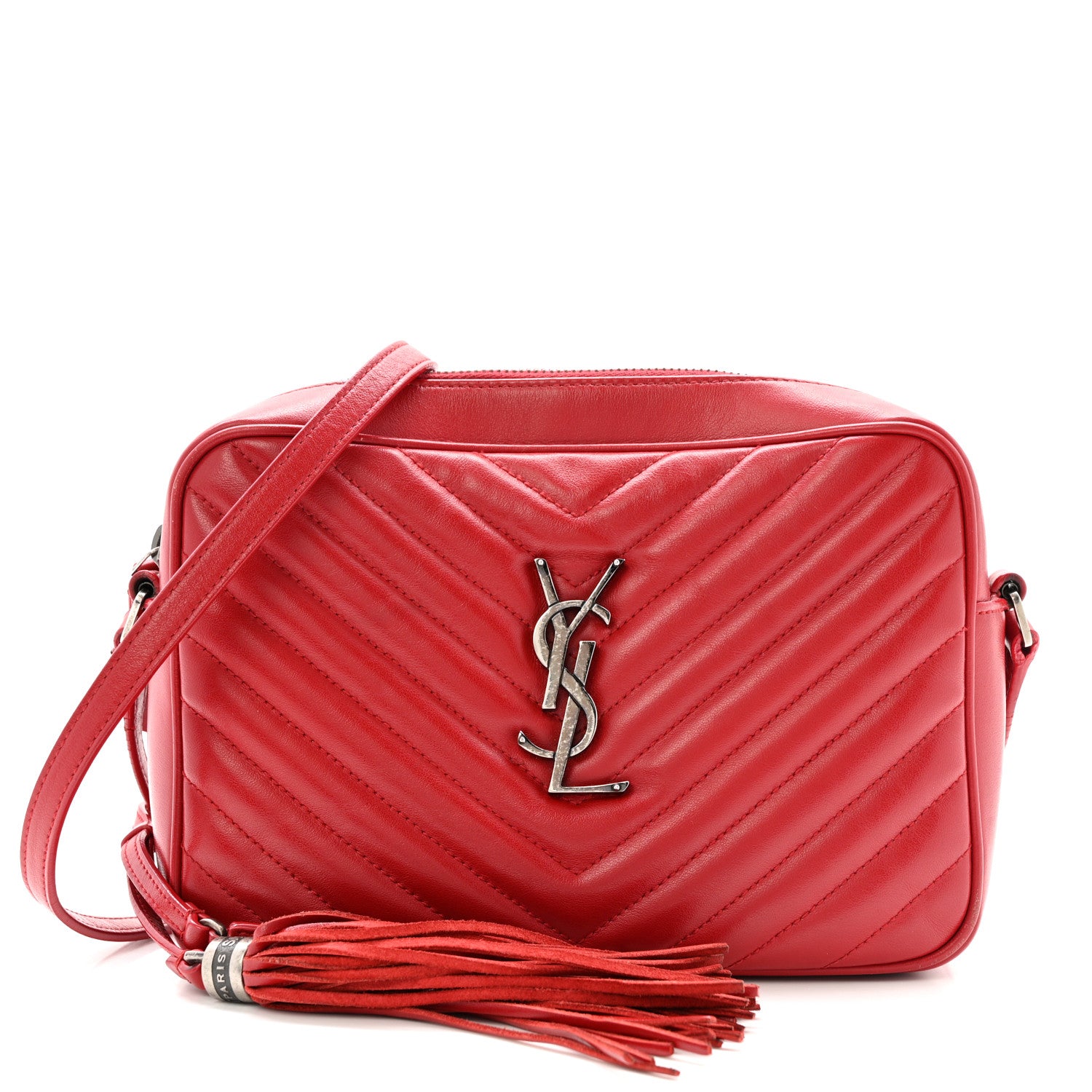 Saint Laurent Calfskin Matelasse Monogram Lou Camera Bag Red 1 of 17