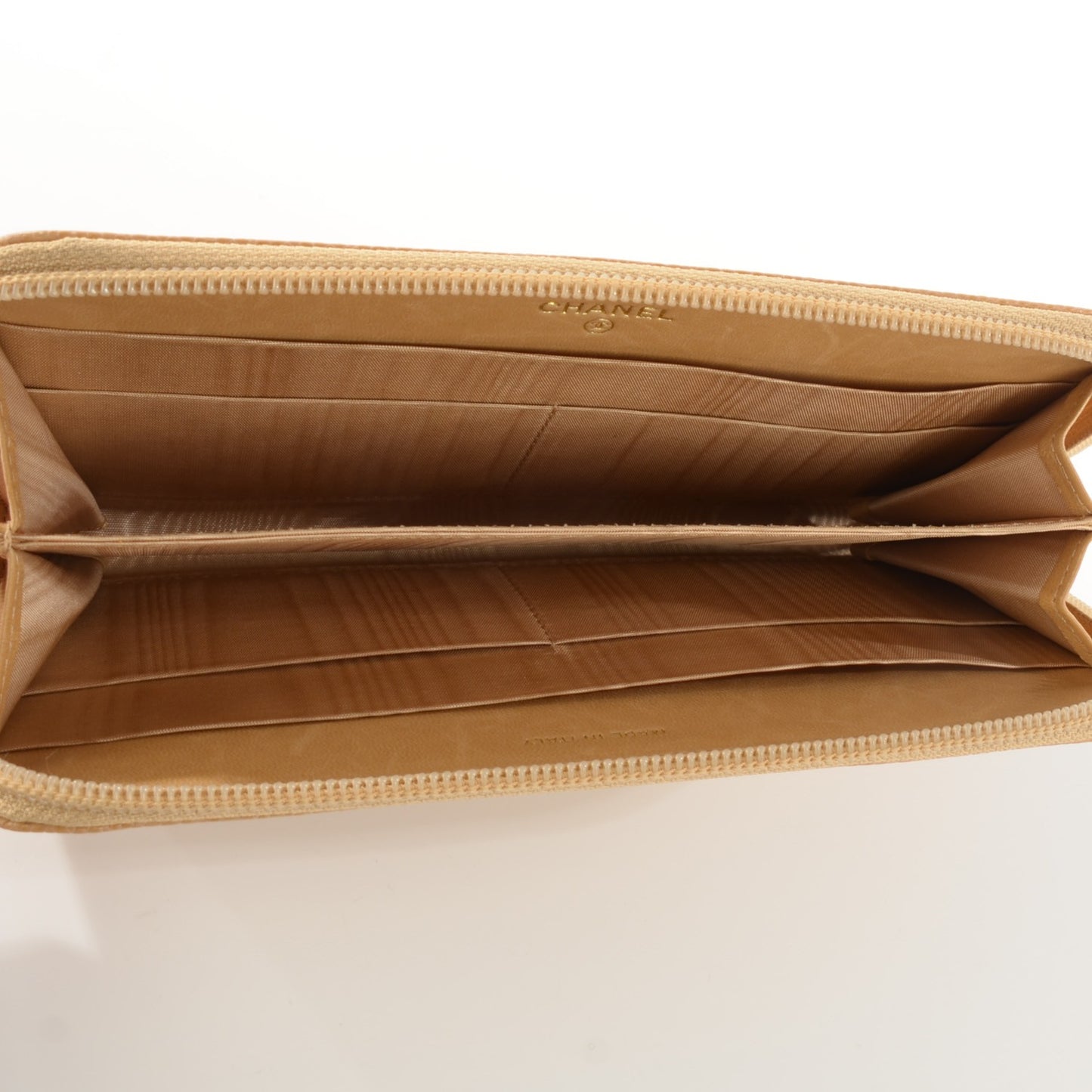 Caviar Large Timeless CC Zip Around Wallet Beige