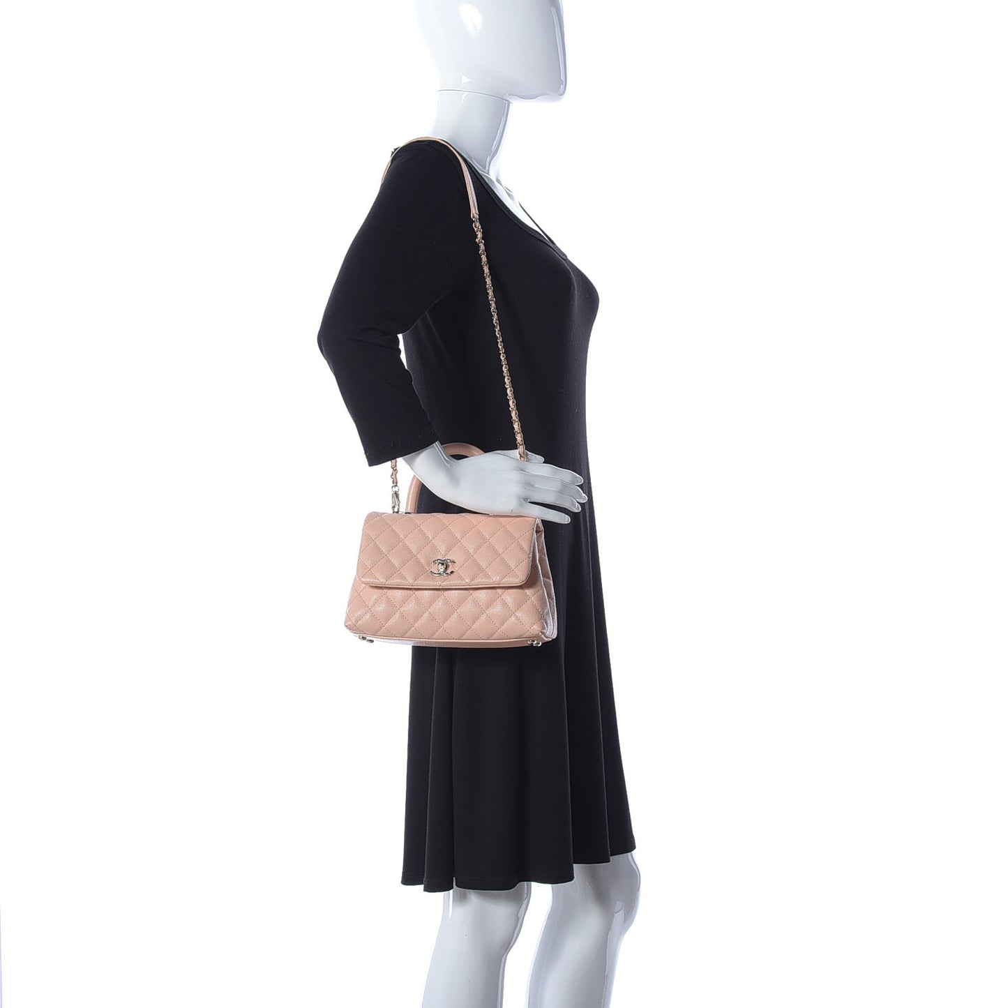 Caviar Quilted Mini Coco Handle Flap Light Pink