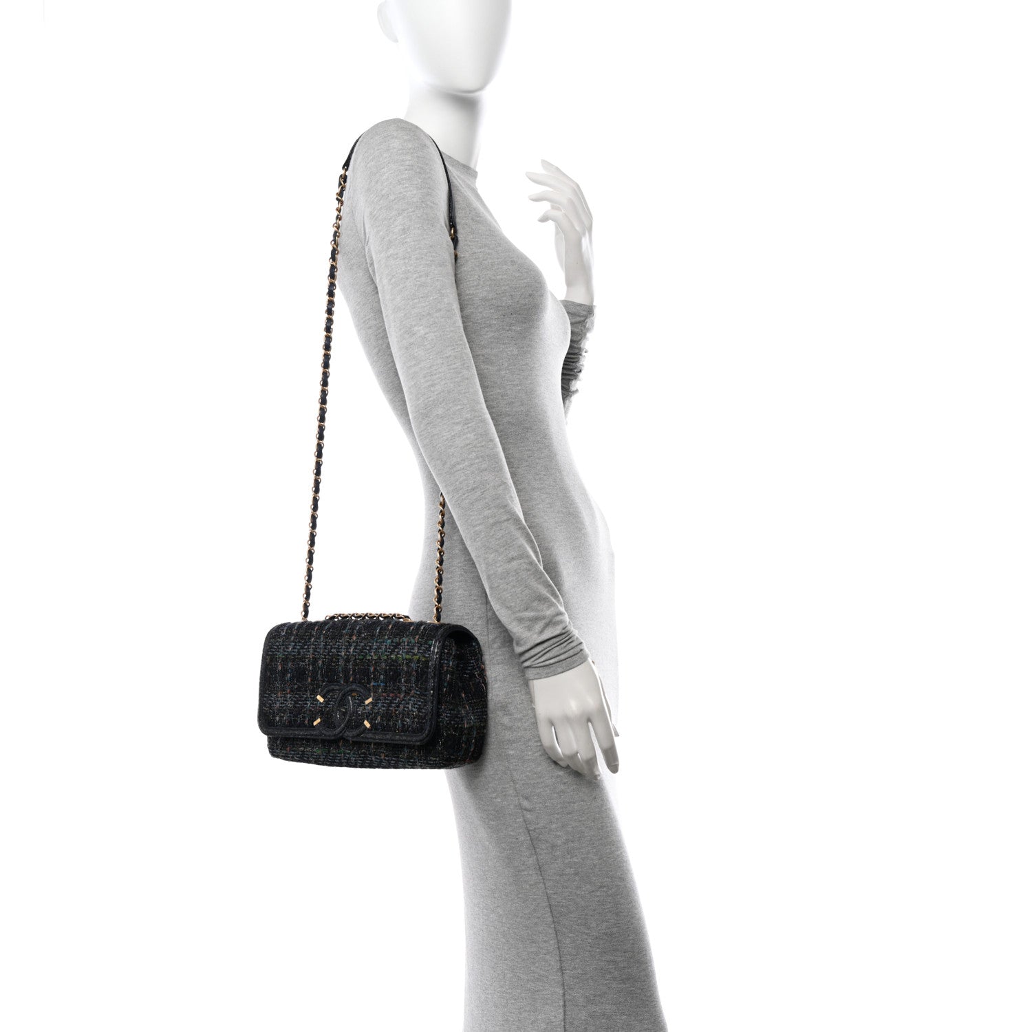 Chanel Tweed Snakeskin Quilted Small CC Filigree Flap Multicolor 2 of 14