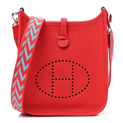 Hermes Taurillon Maurice Evelyne TPM Rouge De Coeur Bleu Du Nord 1 of 7