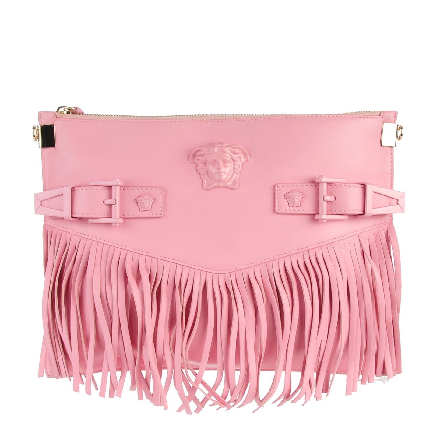 Calfskin Medium Palazzo Fringe Crossbody Bag Pink
