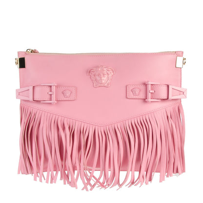 Versace Calfskin Medium Palazzo Fringe Crossbody Bag Pink 1 of 6