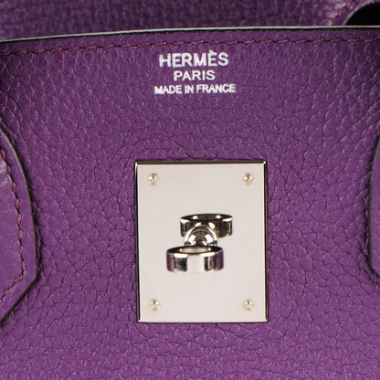 Hermes Taurillon Clemence Birkin 30 Ultraviolet 16 of 27
