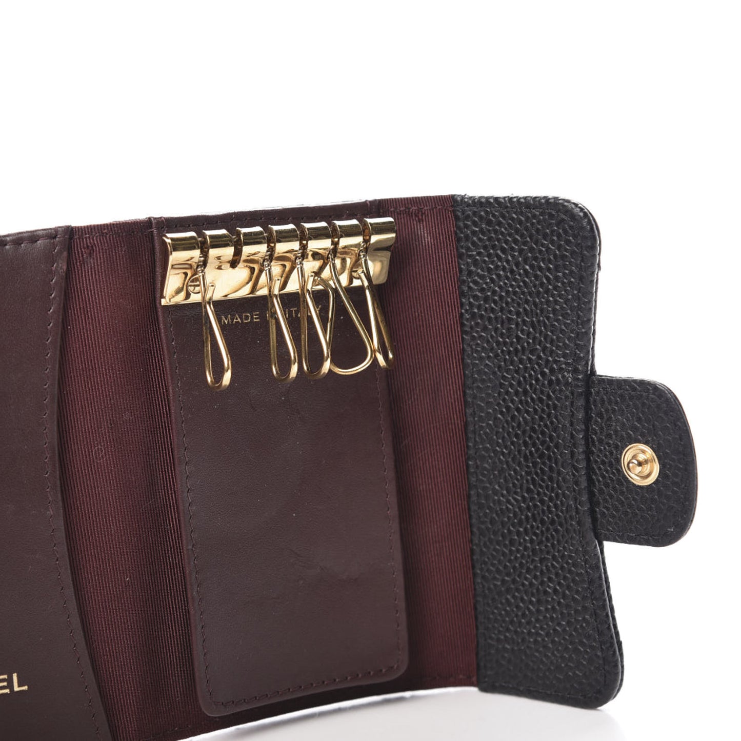 Caviar Quilted 6 Key Holder Black
