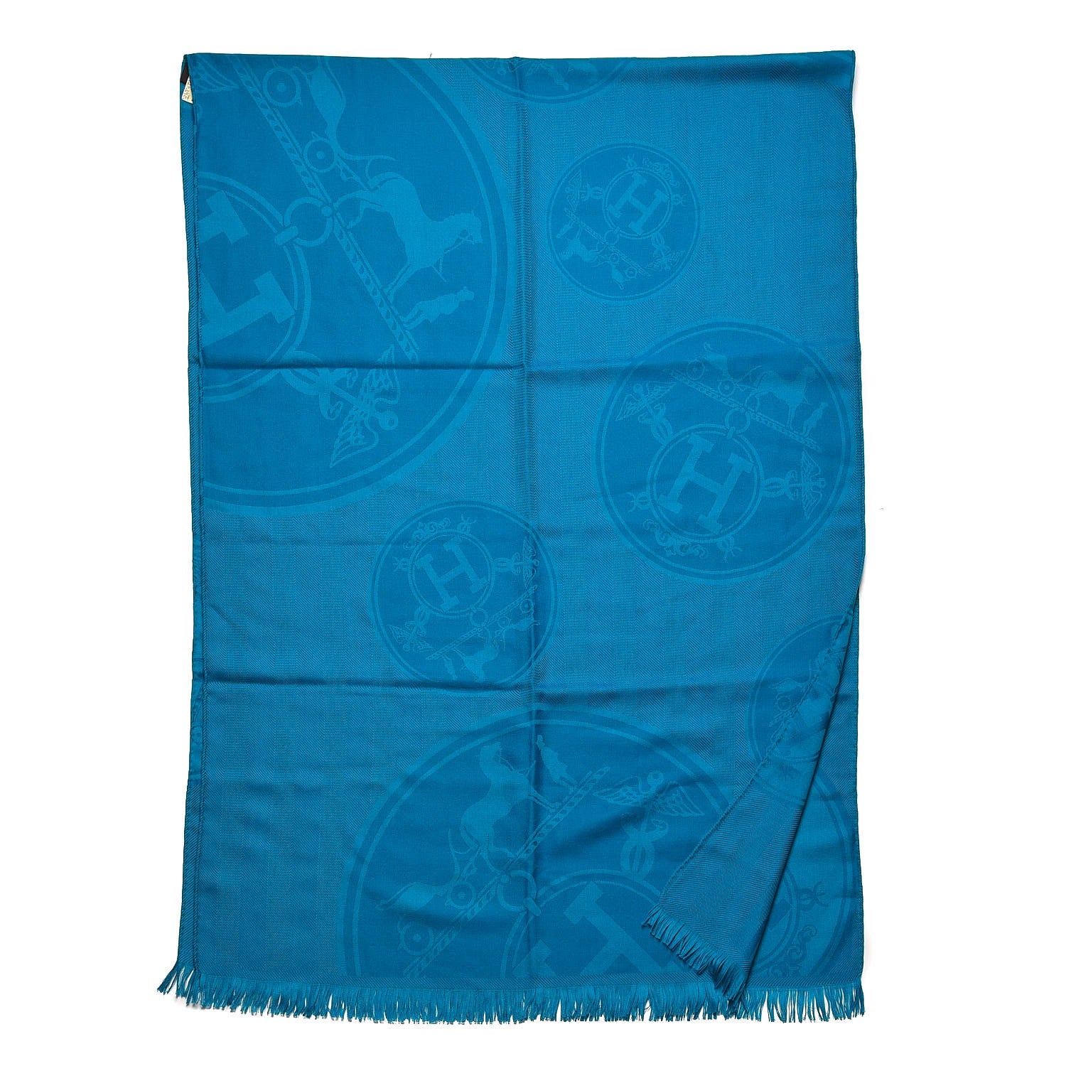 Hermes Cashmere Silk New Libris Stole Cobalt 3 of 5