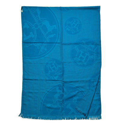 Hermes Cashmere Silk New Libris Stole Cobalt 3 of 5